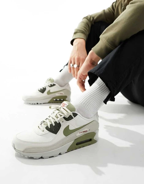 Nike - Air Max 90 - Baskets - Kaki/taupe-Vert