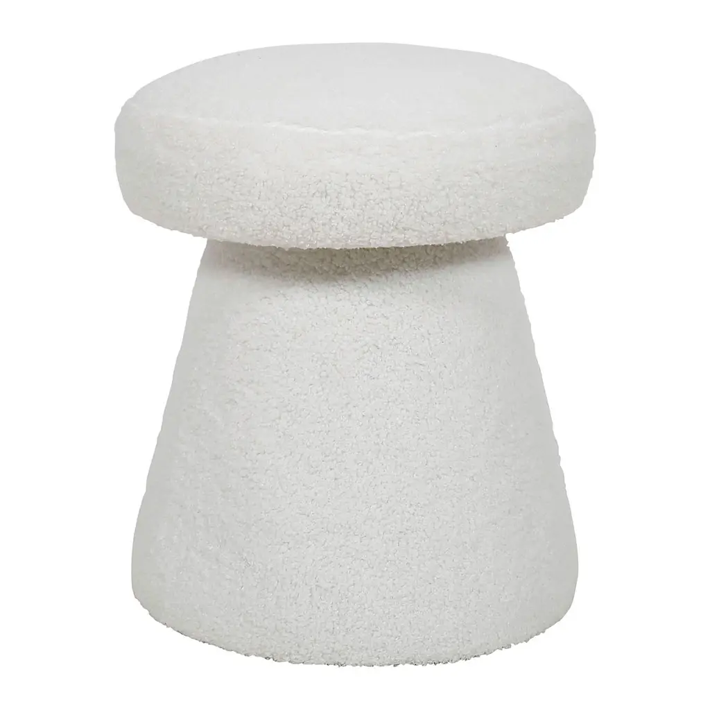 Tabouret bouclette FLORA blanc H42cm - Centrakor