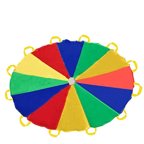 Sonyabecca Parachute3.5m Jeu pour Enfants Parachute 12 Pieds pour Enfants avec 12 poignées Parachute de Jeu pour 8 12 Enfants Tente Jeux coopératifs Cadeau d'anniversaire