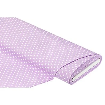 Tissu coton 'cœurs', lilas/blanc