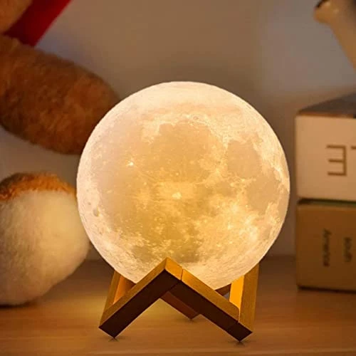 ACED Lampe lune 3D Lampe de lune 2024 Mise à niveau 16 Couleur Avec support en bois/Distant/Contrôle tactile Cadeaux pour les filles Femmes Petite amie Garçon Diamètre