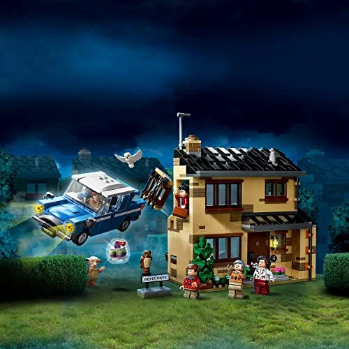 LEGO 75968 Harry Potter 4 Privet Drive, Ensemble Maison, Jouet de Voiture, Ford Anglia, Figurine Dobby et la Famille Dursley, Cadeau Enfants 8 Ans