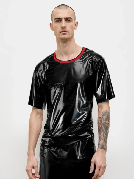 Hommes En Latex Noir Son Pyjama
