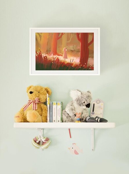 Petit chaperon rose - art de mur, illustration originale, déco de chambre d&#39;enfants, impression d&#39;art