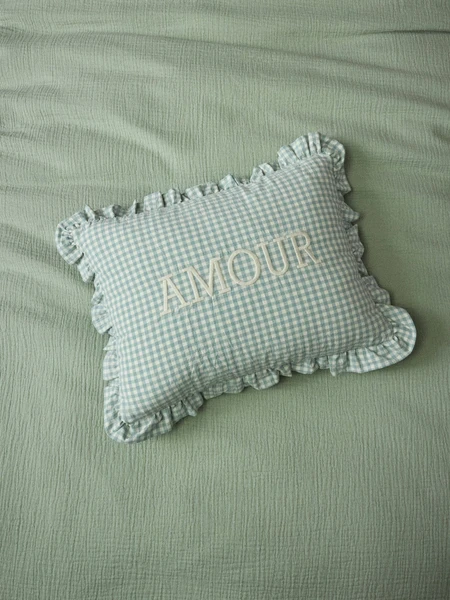 Coussin "Amour" imprimé vichy
