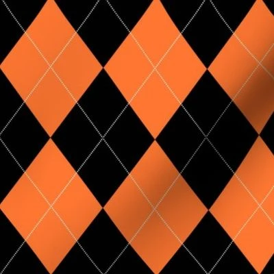 Orange Black Argyle Fabric | Spoonflower