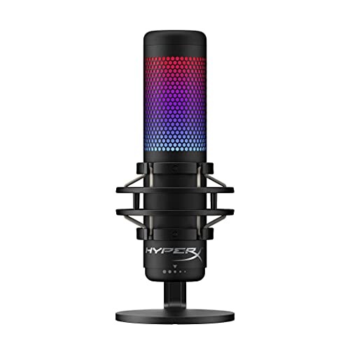HyperX QuadCast S – Micro USB à Condensateur RGB pour PC, PS4 et Mac, Support Anti-Vibrations, Filtre Anti-Pop, Jeux, Streaming, Podcasts, Twitch, Youtube, Discord HMIQ1S-XX-RG/G