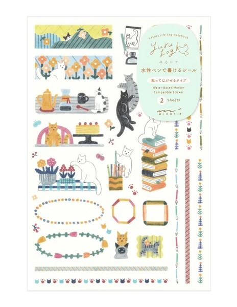 Pochette de Stickers YURU LOG Midori - Chats