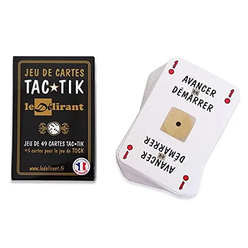 Jeu de Cartes TACTIK - Conçu et Fabriqué en France. Paquet de 49 Cartes Originales pour Jouer au TAC TIK + 5 Cartes pour Jouer au Jeu de Tock ou TOC. Marque française Le Délirant®.