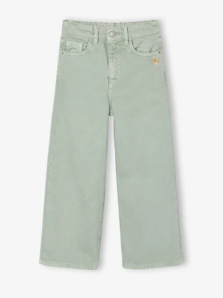 Pantalon fille large couleur vert de gris - Vertbaudet