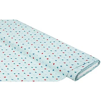Tissu coton « petites étoiles dormantes », bleu clair/multicolore