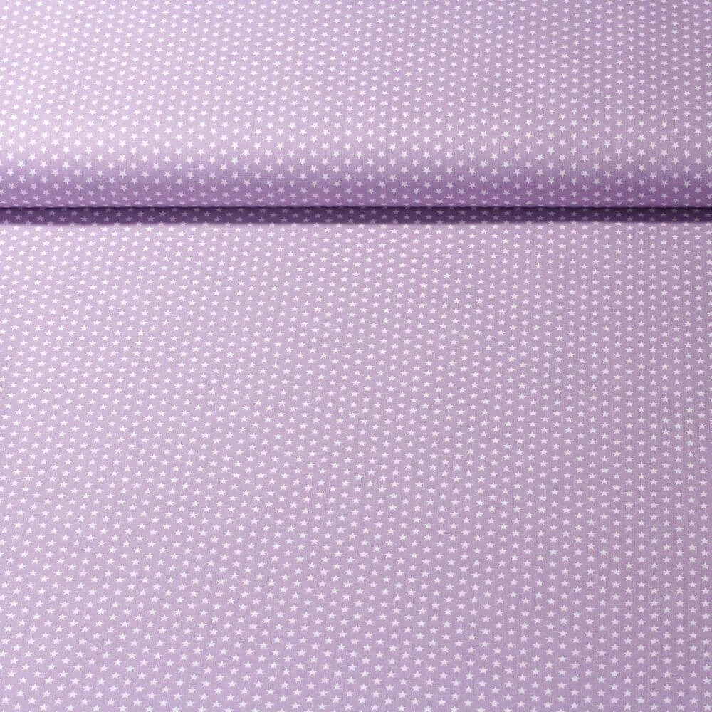 Popeline de coton Stella - Mini étoiles Lilas Blanc