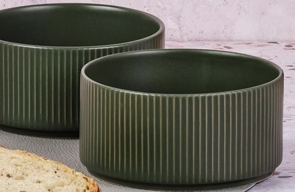 Lot de 4 petits bols en grès vert D12