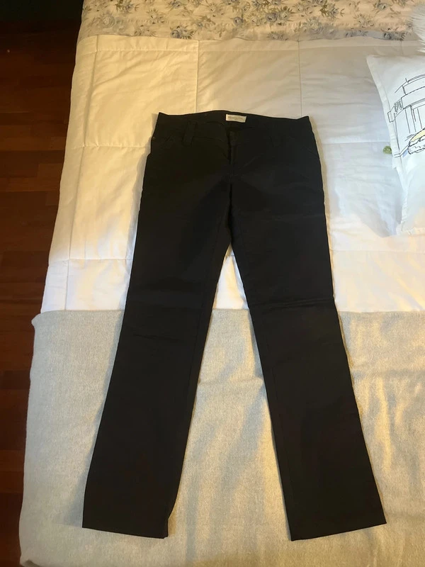 pantalone nero gamba dritta a vita bassa