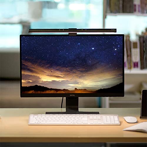 BenQ ScreenBar lampe de bureau LED pour écran PC, Alimentée par USB, Gain d'espace, Eclairage intelligent, Protection des yeux