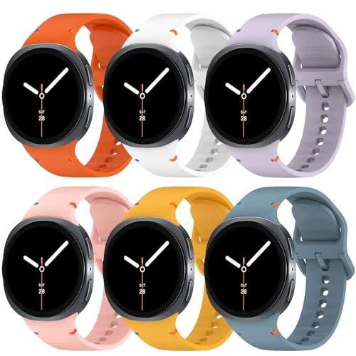 BDIG 6 Bracelets de Sport Compatible avec Samsung Galaxy Watch 8/8 Classic, Bracelet en Colorés Silicone Souple Remplacement Femmes Hommes