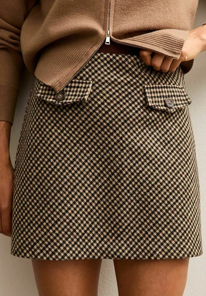 CHECK PATTERN MINI - Jupe trapèze - brown pattern