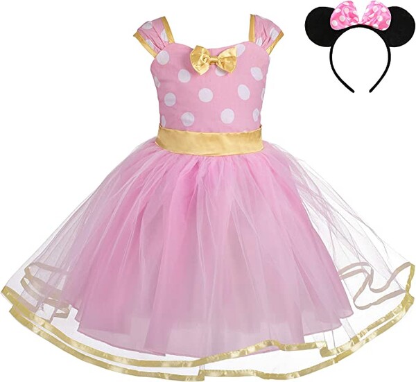 Lito Angels Deguisement Robe Princesse Minnie Enfant Fille, Anniversaire Fete Halloween Carnaval, avec Oreilles de Souris Serre-tete, Taille 2-3 ans, Pois Rose (étiquette en tissu 100) : Amazon.fr: Jeux et Jouets