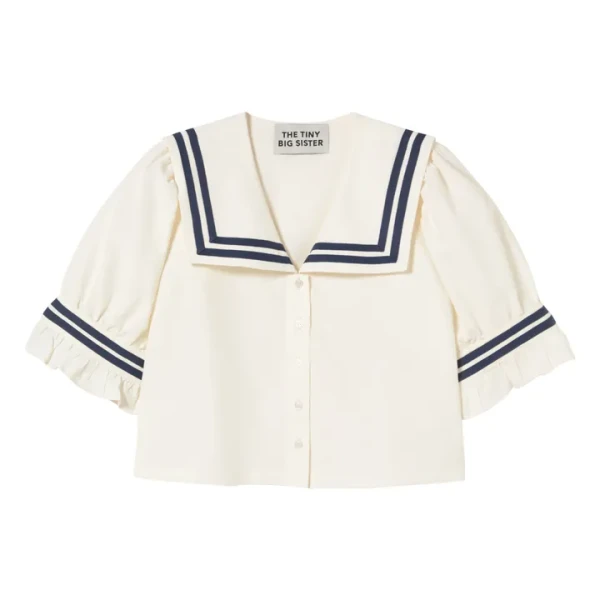 Blouse Volants Lin et Coton | Blanc cassé