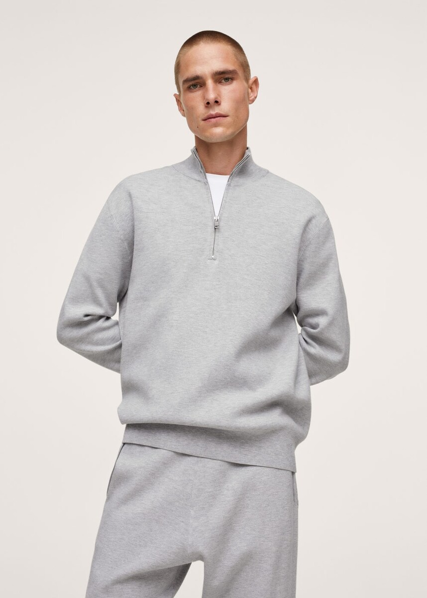 Sweat-shirt maille texture col zippé -  Homme | Mango Man France