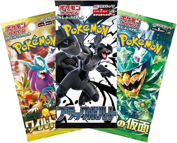 Pack 3 Boosters Pokemon Japonais Aléatoires – Cartes Officielles - Certifié Konbaya – Protection d'Expédition
