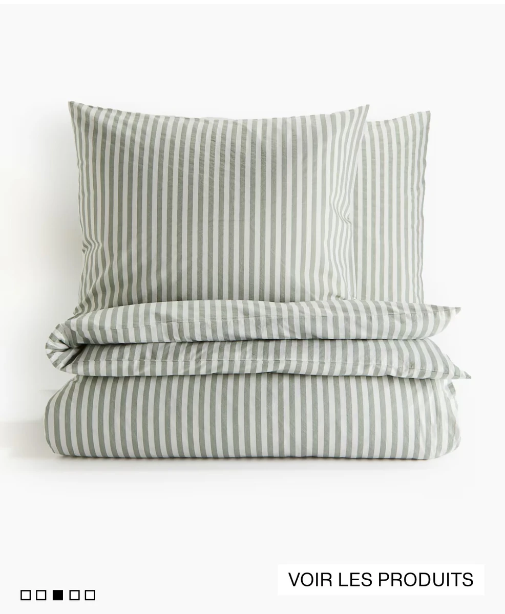 Parure de lit rayure vert clair 