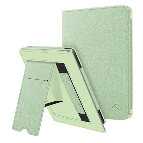 FINTIE Étui pour 6" Kindle (11e Génération, Modèle 2024/2022), Coque Fixation à Béquille Housse avec Fente pour Carte et Dragonne, Veille/Réveil Automatique, Menthe