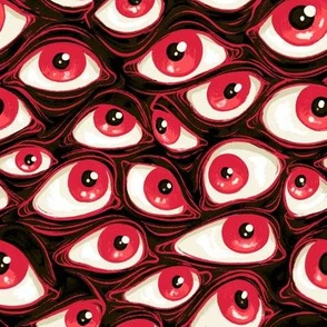 Wall of Eyes in Black 2X Fabric | Spoonflower