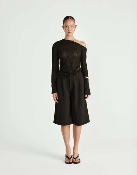 Abril Long Sleeve Top (Black)
