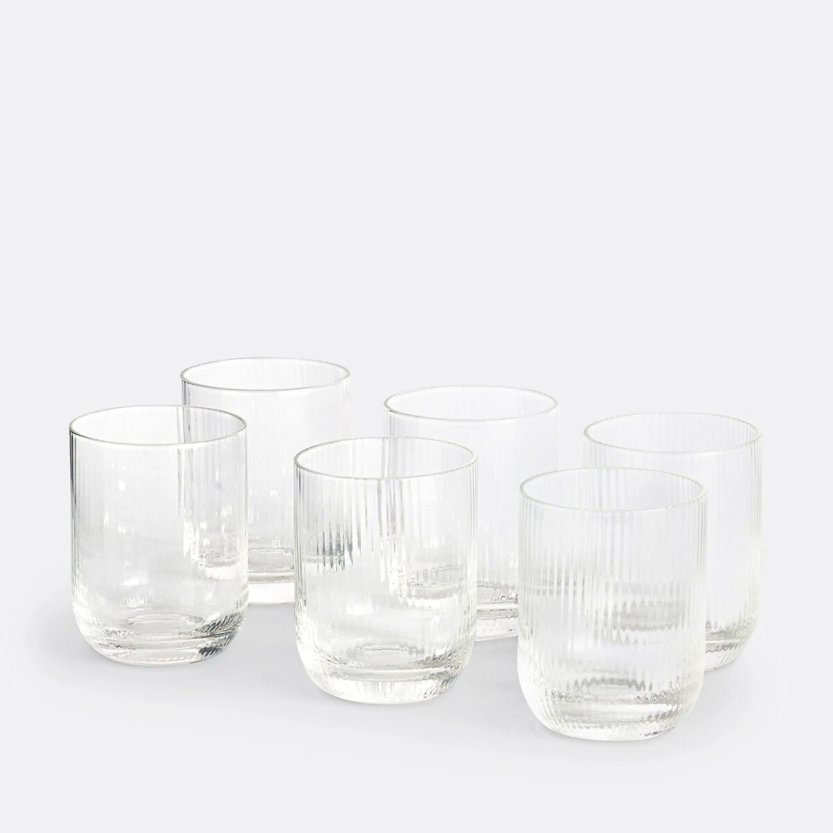 Lot de 6 gobelets à eau en verre strié, Stria