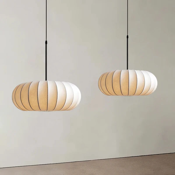 Lampe suspendue à tambour en tissu moderne