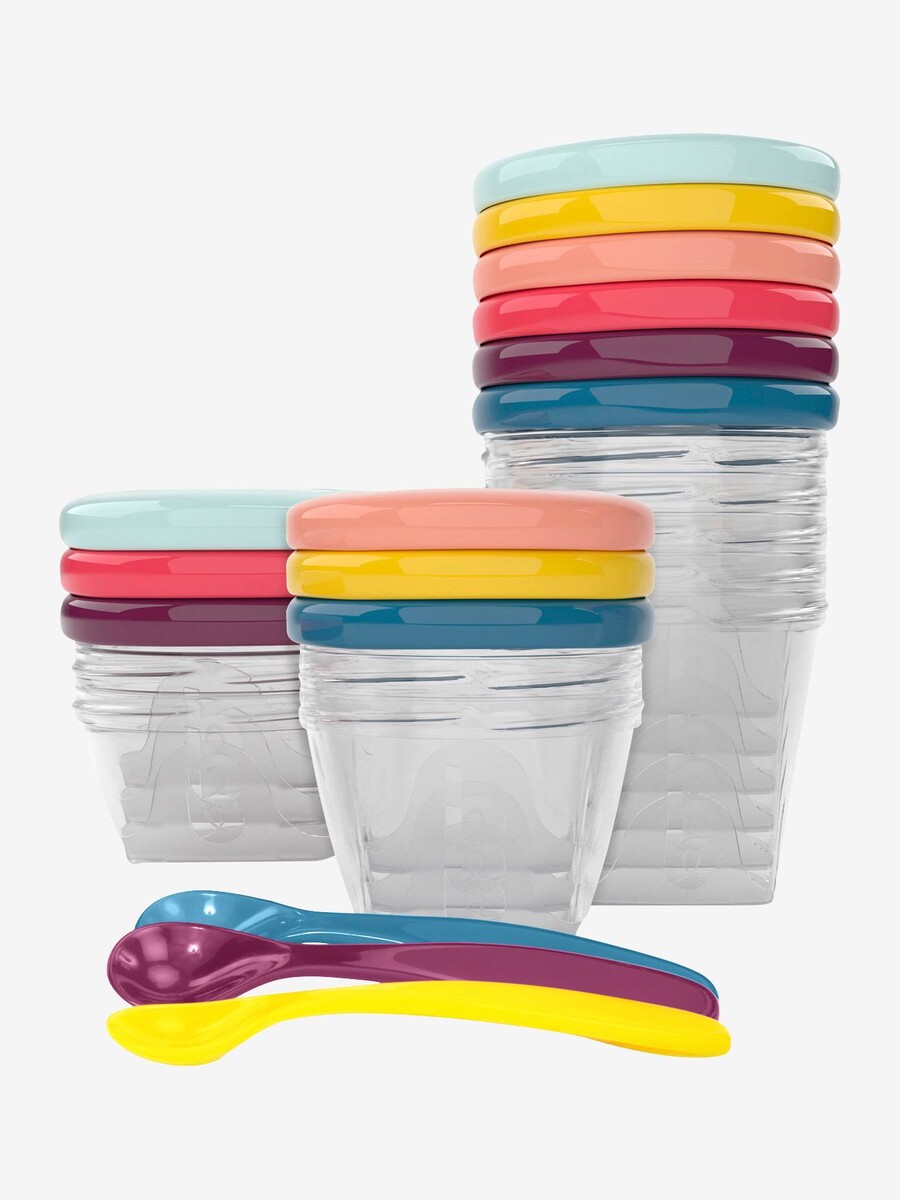 Ensemble de 12 boîtes hermétiques + 3 cuillères souples BABYMOOV Babybols Multi Set multicolore - Babymoov