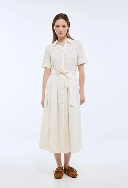 Robe midi broderie anglaise en coton BIO GOTS