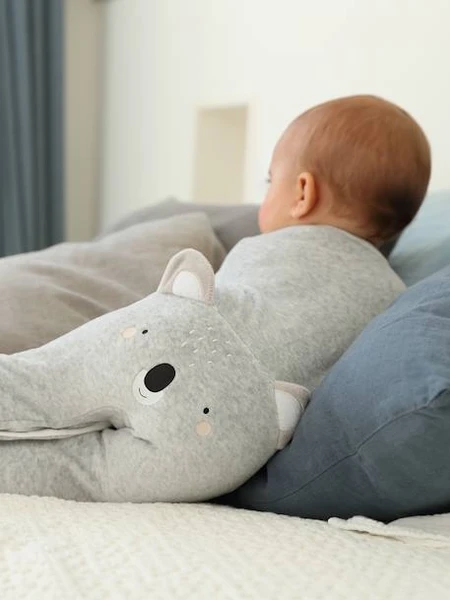 Dors-bien bébé personnalisable animal en velours gris chiné - Vertbaudet