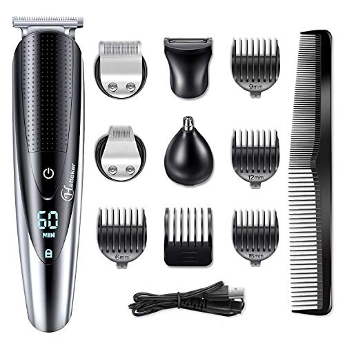 Hatteker Tondeuse Barbe Tondeuse Cheveux homme Tondeuse Nez-Oreilles Electrique Rasage homme à barbes rasoir Impermeable Tondeuse Pour Couper Barbe Cil de corps USB Rechargeable Imperméable