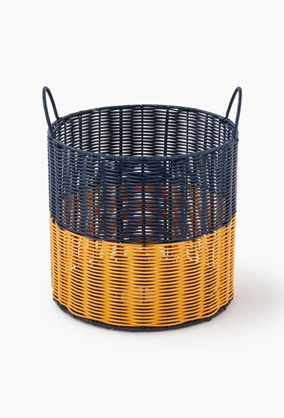 Panier rond scoubidou, en plastique et métal