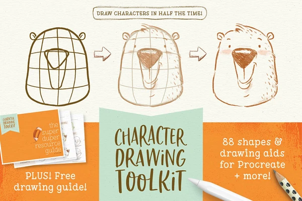 Procreate Character Drawing Toolkit, a Brush Add-On by Lisa Glanz