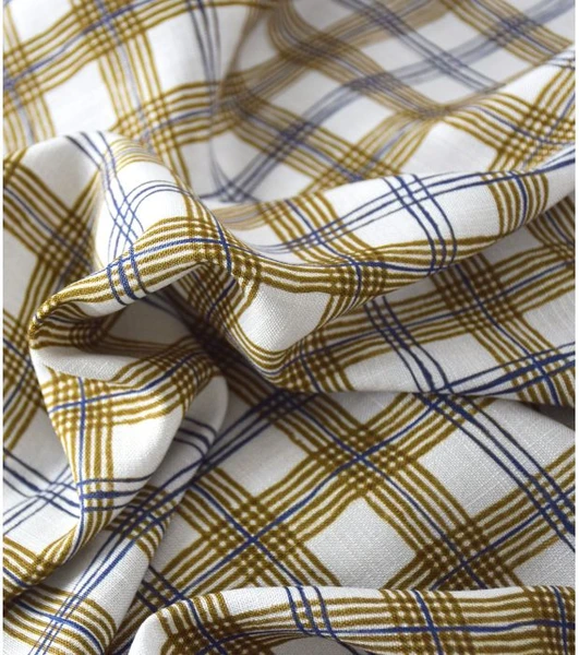 Tissu viscose tramée - Harry's checks Bronze Singulière par Cousette.