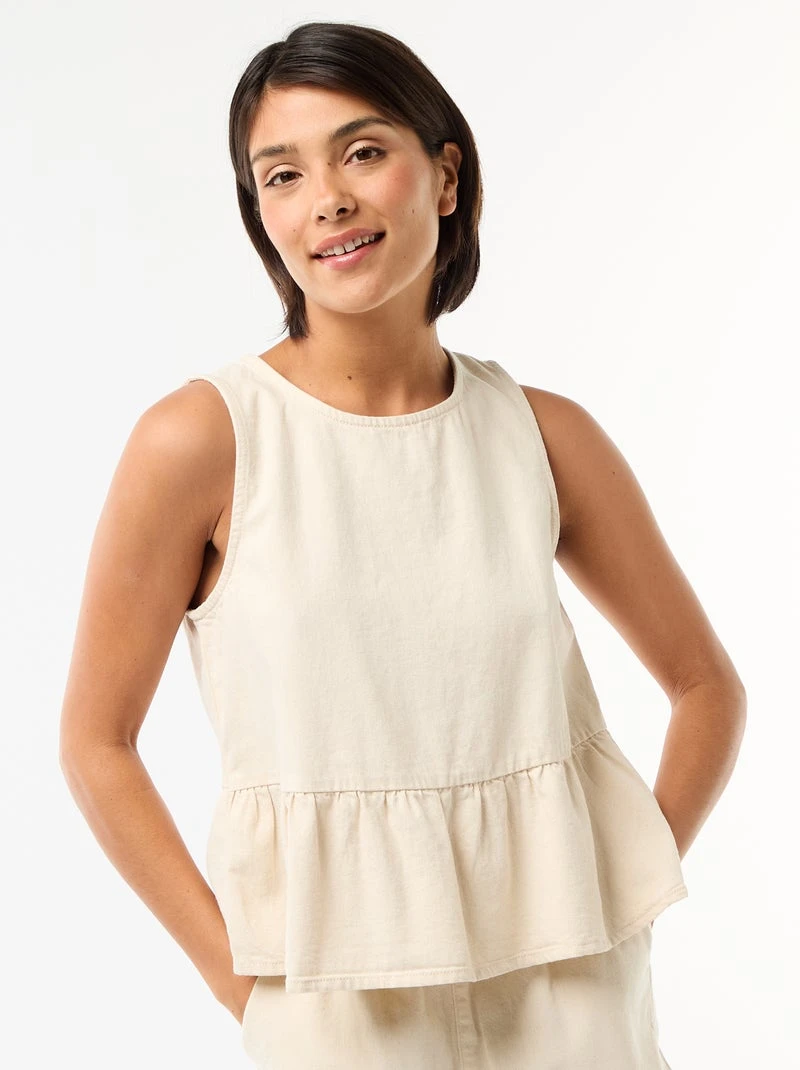 Blouse peplum en jean sans manches