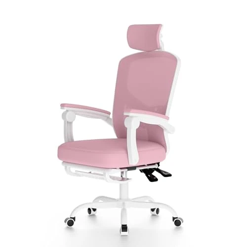 Chaise ergonomique de bureau rose