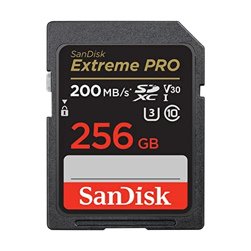 SanDisk 256 Go Extreme PRO carte SDXC + RescuePRO Deluxe, jusqu'à 200 Mo/s, UHS-I, Classe 10, U3, V30