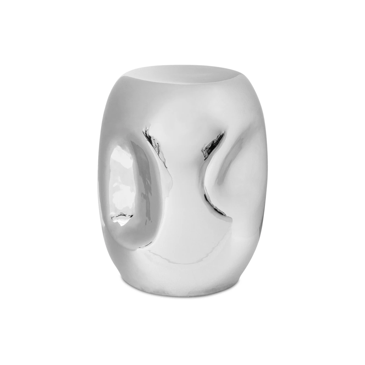 Table d'appoint Currents chrome céramique argent / Ø 36 x H 45 cm - HK LIVING