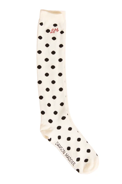 knee high polka dot socks in cream & black