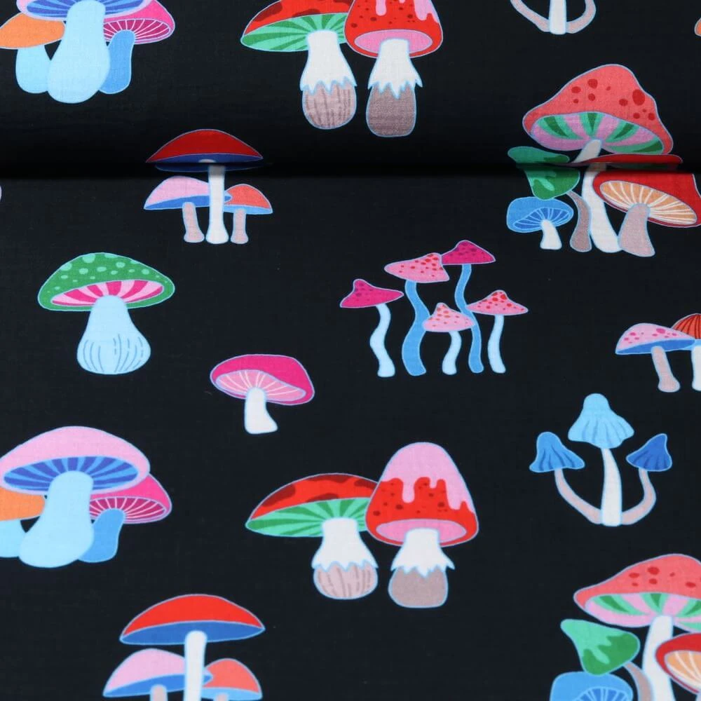 Mousseline bio - Hamburger Liebe Impr. num. Hand On Heart Dream Noir