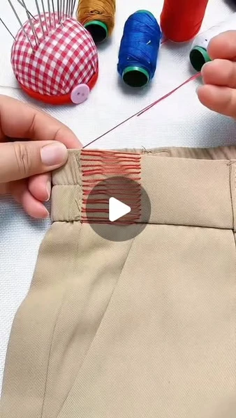 Wedrend Liu on Instagram: "Too loose at the waist? Fix it in seconds.No need to buy new pants — a simple stitch can make it fit perfectly again.#mending #sewing #sewingproject #sewingblogger #mend"