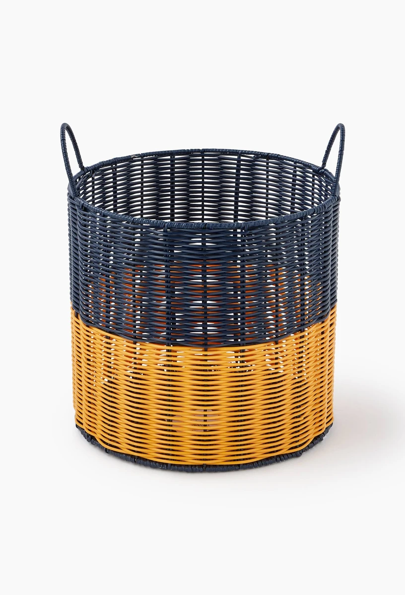 Panier rond scoubidou, en plastique et métal