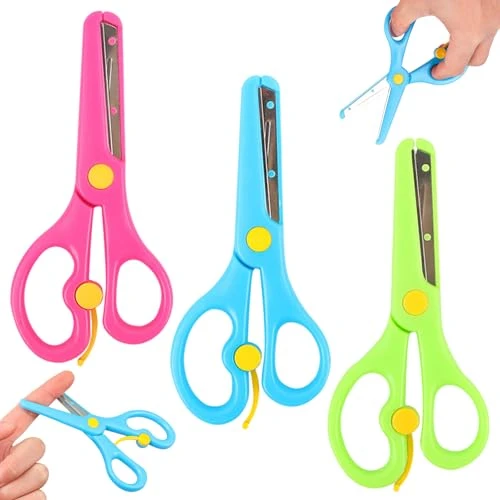 COYUN 3pcs ciseaux de sécurité pour enfants, ciseaux à papier, ciseaux de bricolage, ciseaux préscolaires, ciseaux débutants,Ciseaux pour Enfants Ciseaux Scolaires, Ciseaux Enfant, Ciseaux de Sécurité