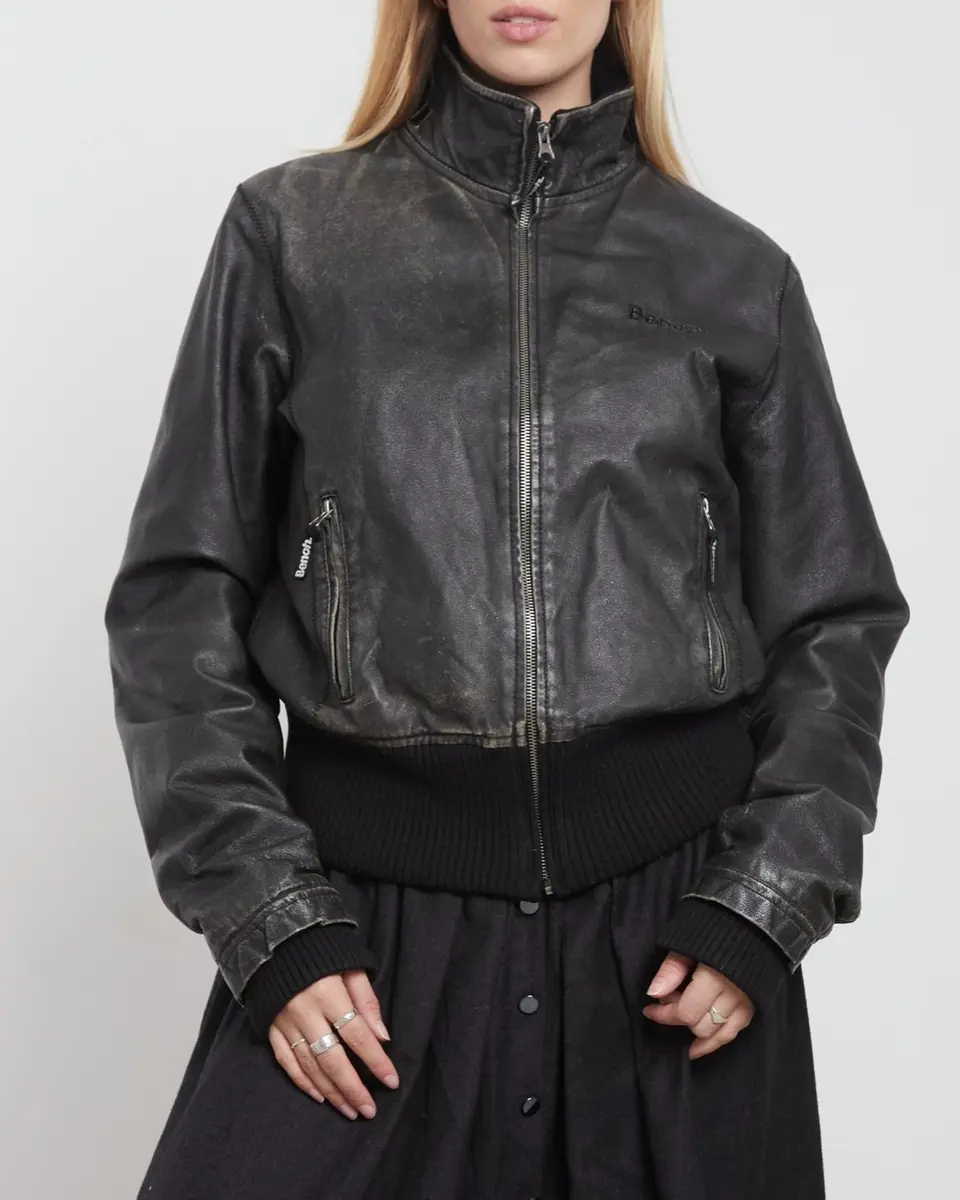 00s aged leather jacket — Nude Lagoon