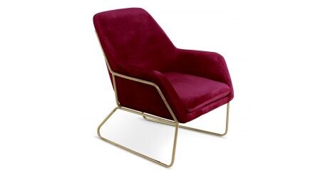 Fauteuil Design en Velours "Baldy" 84cm Rouge & Or