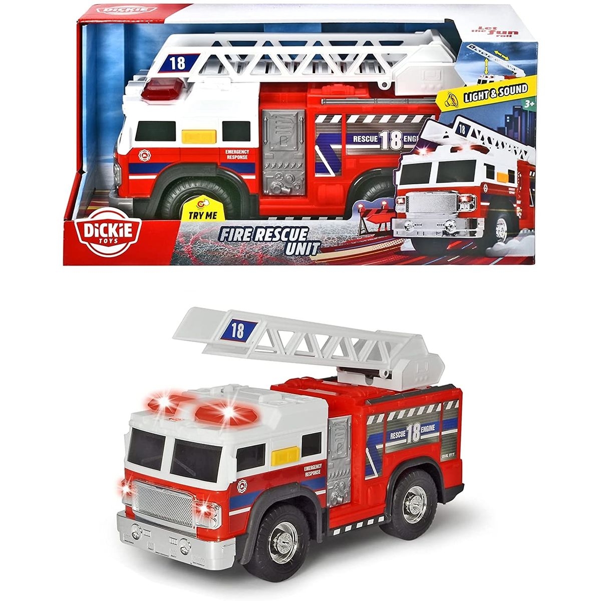 Weinsamkeit – Camion De Pompiers 5-en-1 – Son Et Lumière – Friction Power – Cadeau Garçons Et Filles 2-6 Ans